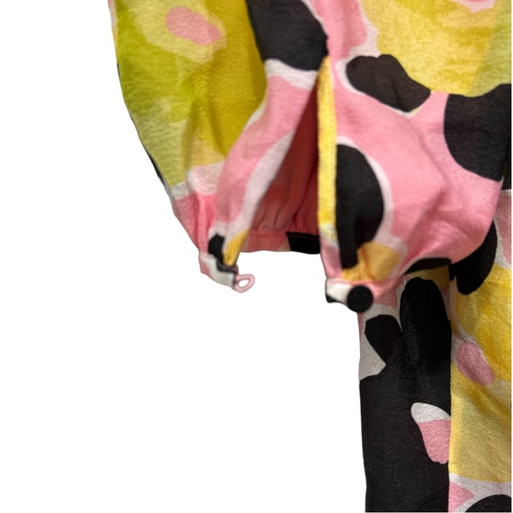 Stine Goya Kelly Floral Jacquard Babydoll Dress Black Pink Yellow Lime Large - Picture 9 of 16